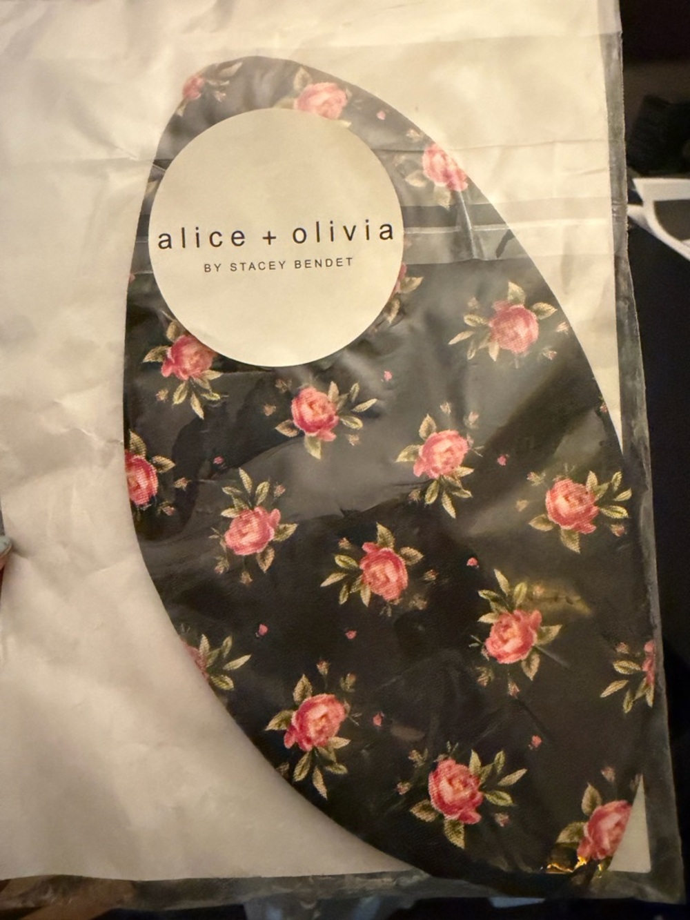 Alice + Olivia Floral Black cloth face mask NWT never opened